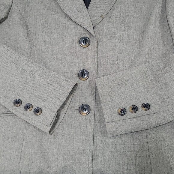 Kasper Brown Full Pant Suit 2 Piece Set Shawl 3 Button Jacket Stretch 10 (33x31) - Picture 14 of 16